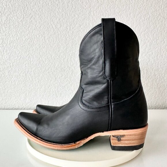 Lane EMMA JANE Womens Cowboy Bootie 7 Black Leather Western Cowgirl Short Boots - Picture 4 of 10